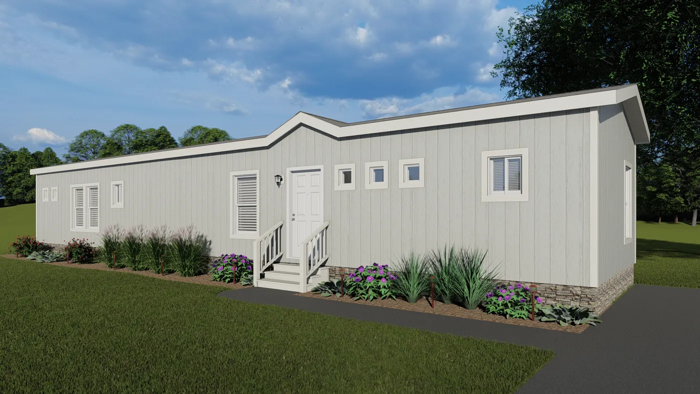 The K1668A Exterior. This Manufactured Mobile Home features 2 bedrooms and 2 baths.