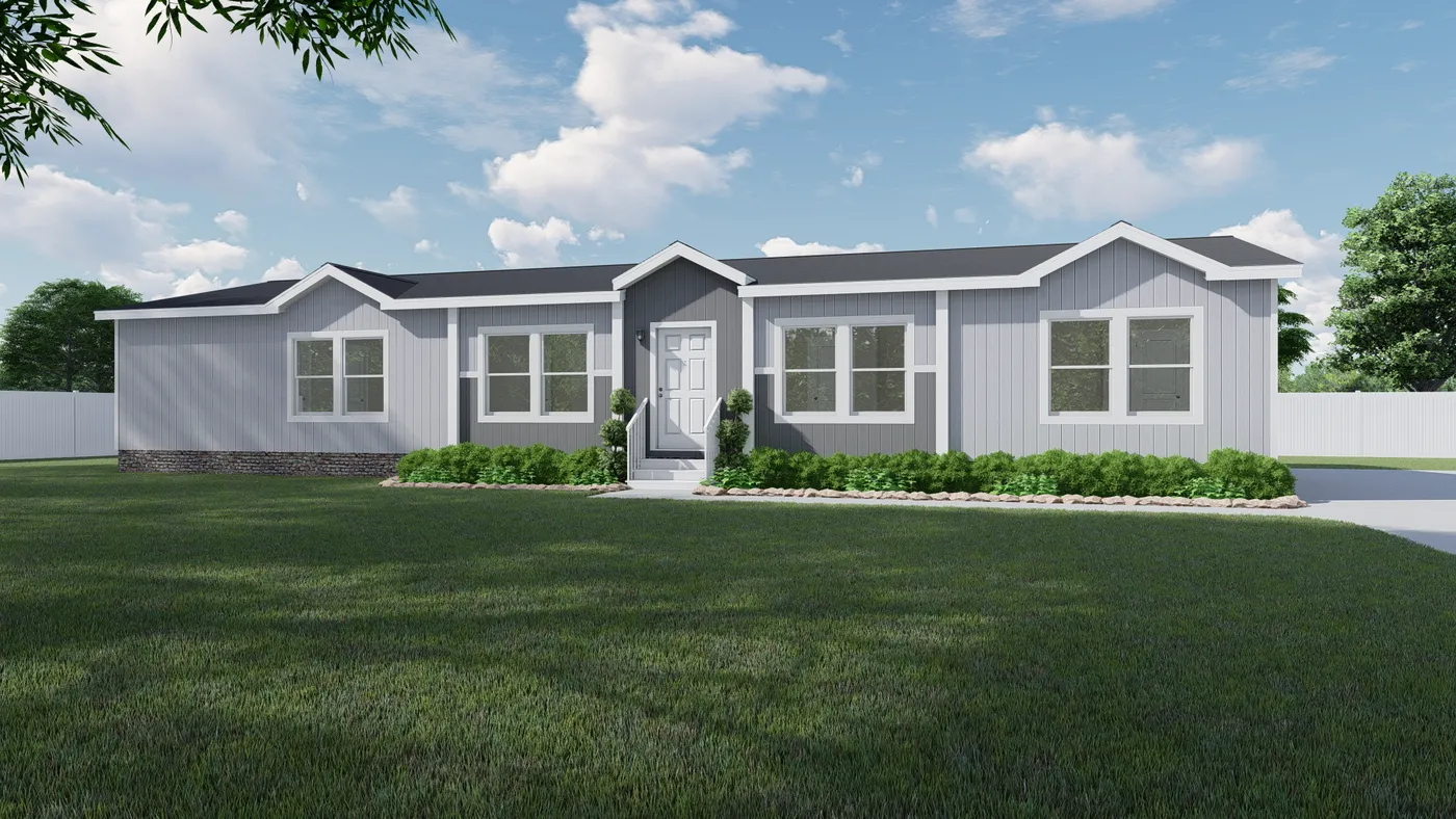 The K3068C Exterior. This Manufactured Mobile Home features 3 bedrooms and 2 baths.