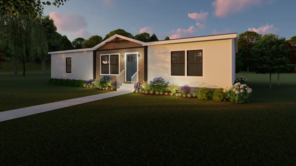 The AIMEE Exterior. This Manufactured Mobile Home features 3 bedrooms and 2 baths.