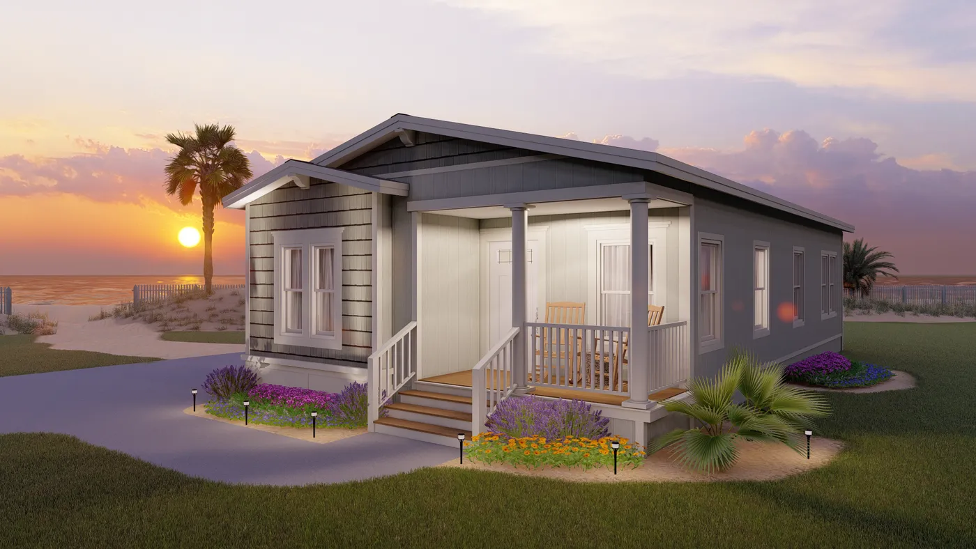 The CORONADO 2458B Coastal Exterior. This Manufactured Mobile Home features 3 bedrooms and 2 baths.
