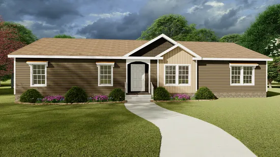 The 3337 64X28 CK4+2 FREEDOM MOD Exterior. This Modular Home features 4 bedrooms and 2 baths.