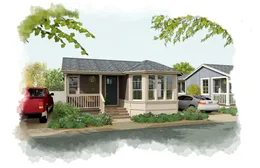 The MORRO BAY 27523-B with Standard Porch Exterior. This Manufactured Mobile Home features 3 bedrooms and 2 baths.