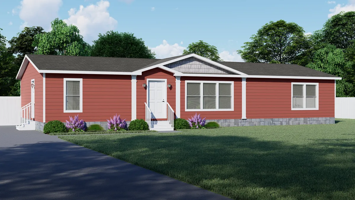 The INDEPENDENCE 376 Exterior. This Manufactured Mobile Home features 3 bedrooms and 2 baths.