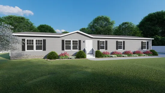 The 5621 "THE RICHMOND" 7628 Exterior. This Manufactured Mobile Home features 4 bedrooms and 2 baths.