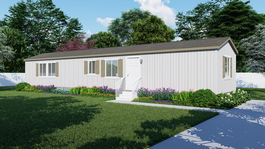 The FAIRPOINT 14602A Standard Exterior. This Manufactured Mobile Home features 2 bedrooms and 2 baths.