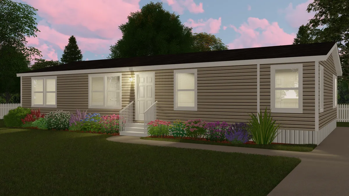 The LIFESTYLE 211 Exterior. This Manufactured Mobile Home features 3 bedrooms and 2 baths.