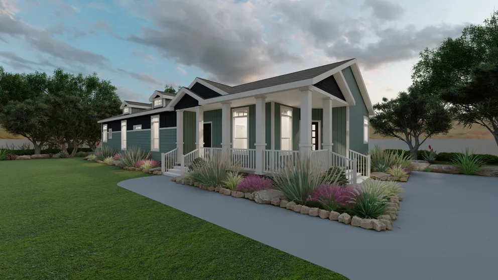 The SUM3068A Exterior. This Manufactured Mobile Home features 3 bedrooms and 2 baths.