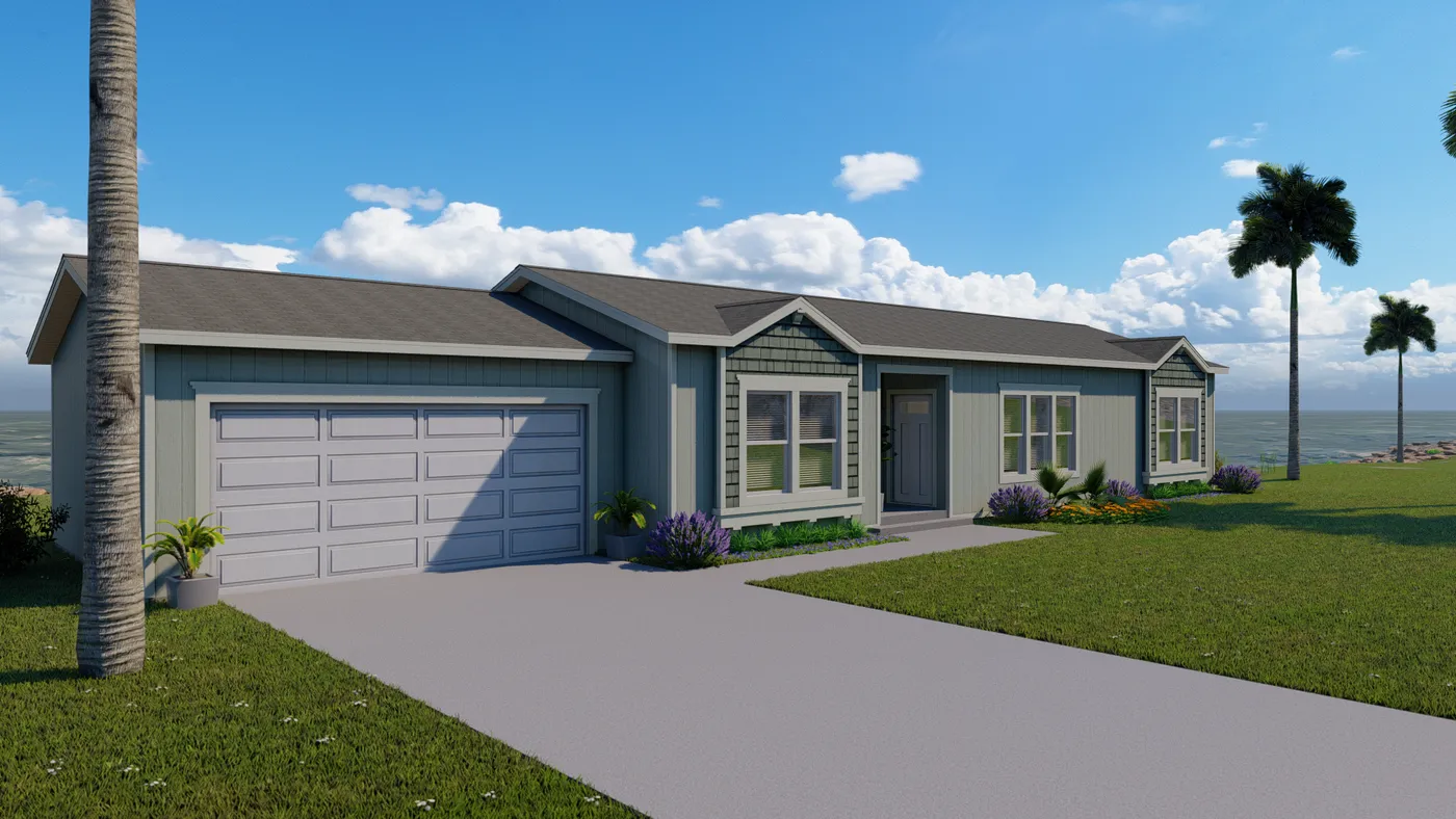 The CORONADO 24563A Coastal Exterior. This Manufactured Mobile Home features 3 bedrooms and 2 baths.