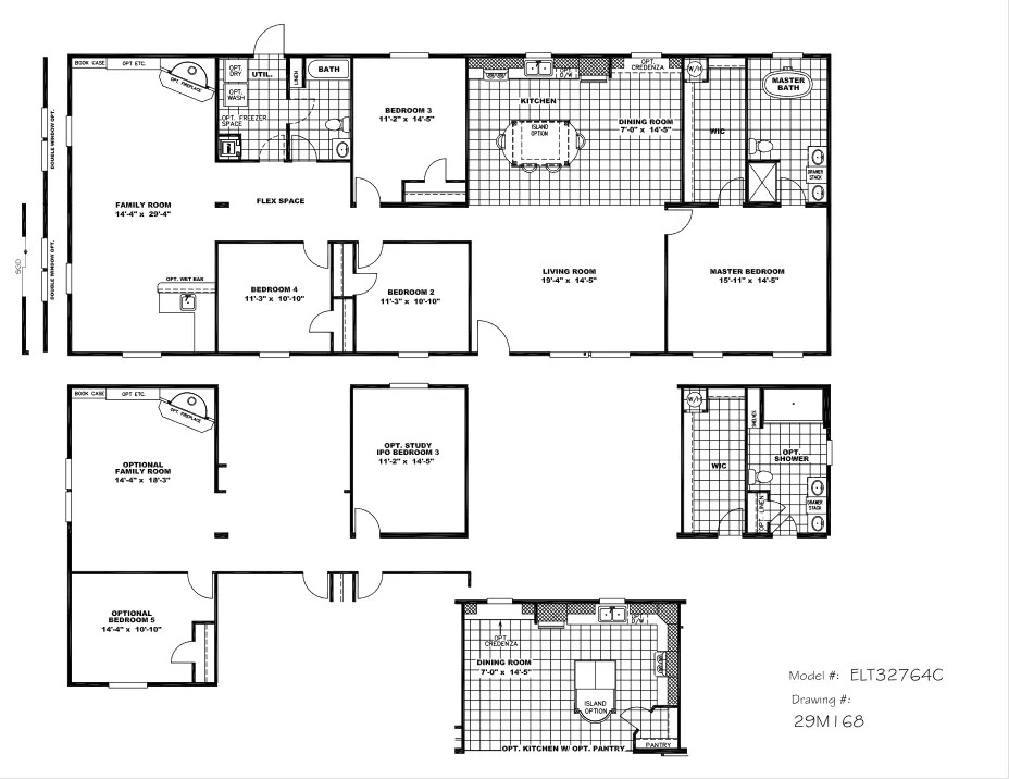 The ELITE COMMANDER 32X76 4 BR Exterior. This Manufactured Mobile Home features 4 bedrooms and 2 baths.
