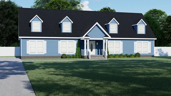 The 3549 JAMESTOWN Exterior. This Modular Home features 3 bedrooms and 2 baths.