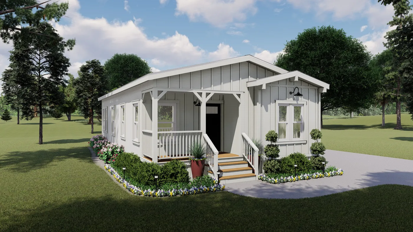 The CORONADO 2446B Farmhouse Exterior. This Manufactured Mobile Home features 2 bedrooms and 2 baths.