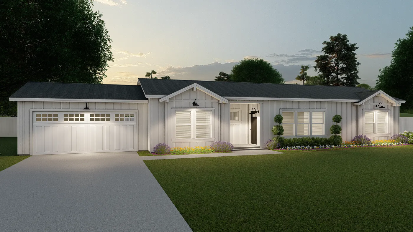 The CORONADO 2456A Farmhouse Exterior. This Manufactured Mobile Home features 3 bedrooms and 2 baths.