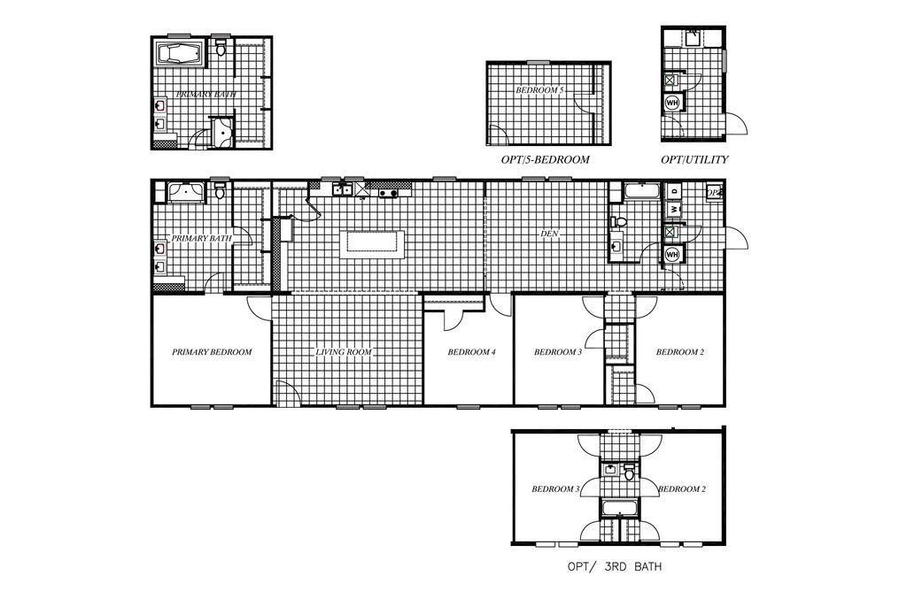 The KING AIR Floor Plan. This Manufactured Mobile Home features 4 bedrooms and 2 baths.