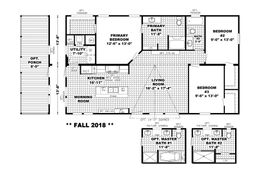 The THE SOUTHERN FARMHOUSE Floor Plan. This Manufactured Mobile Home features 3 bedrooms and 2 baths.
