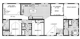 The ENCHANTMENT 3070A Floor Plan. This Manufactured Mobile Home features 3 bedrooms and 2 baths.