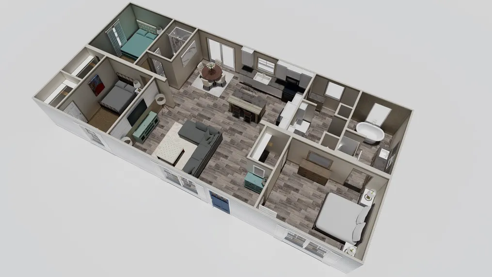 The AIMEE Floor Plan. This Manufactured Mobile Home features 3 bedrooms and 2 baths.