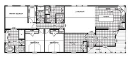The SUM3076A Floor Plan. This Manufactured Mobile Home features 4 bedrooms and 2.5 baths.