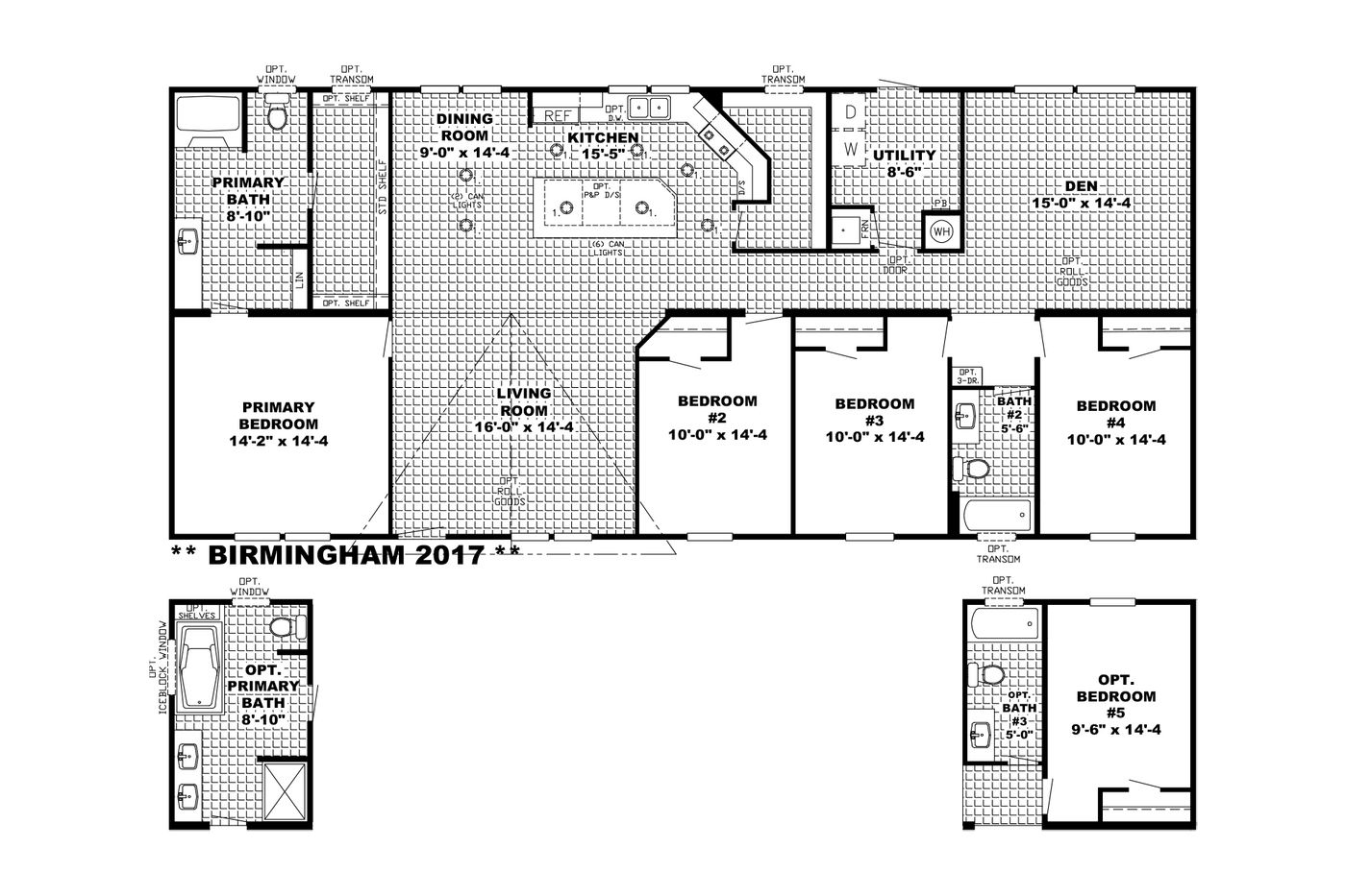 The THE BAYSIDE Floor Plan. This Manufactured Mobile Home features 4 bedrooms and 2 baths.