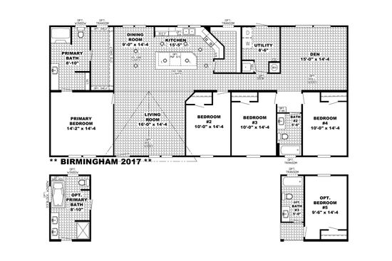The THE BAYSIDE Floor Plan. This Manufactured Mobile Home features 4 bedrooms and 2 baths.