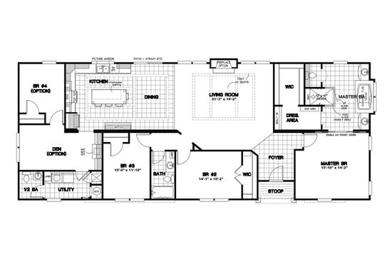 The 2484 76X32 FK4+3 HERITAGE MOD Floor Plan. This Modular Home features 4 bedrooms and 3 baths.
