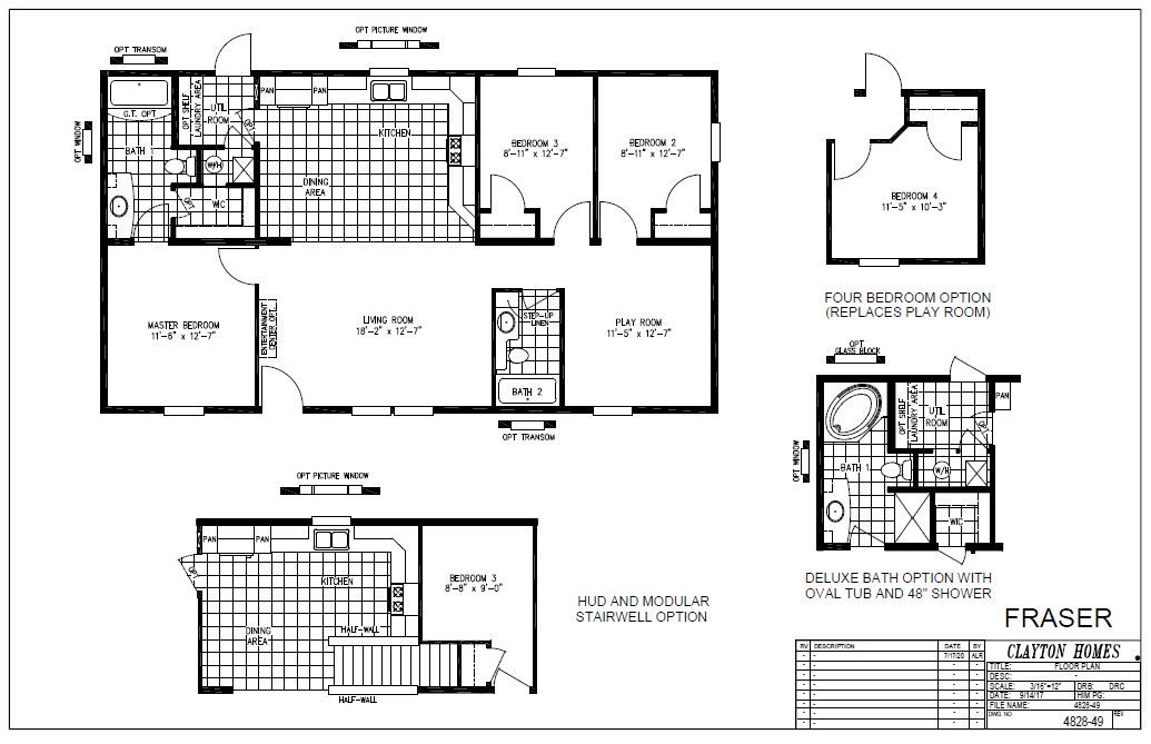 The FRASER 4828-49 Floor Plan. This Manufactured Mobile Home features 3 bedrooms and 2 baths.