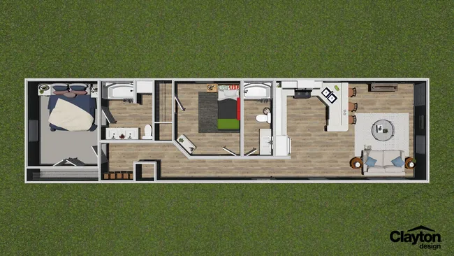 The 928  ADVANTAGE PLUS 6016 Floor Plan. This Manufactured Mobile Home features 2 bedrooms and 2 baths.