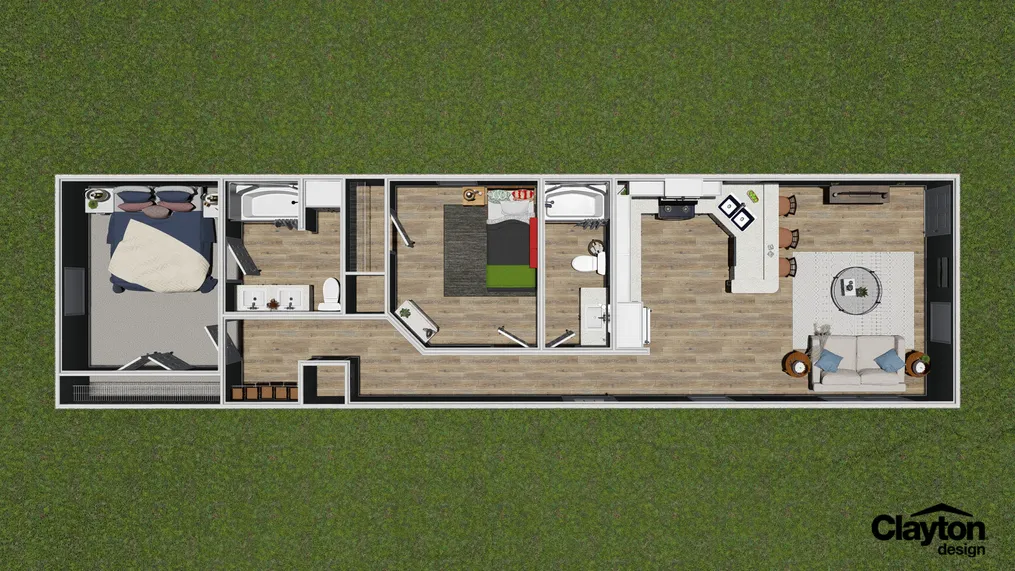 The 928  ADVANTAGE PLUS 6016 Floor Plan. This Manufactured Mobile Home features 2 bedrooms and 2 baths.