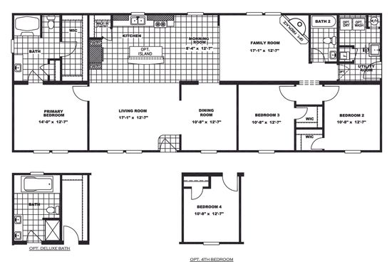 The SHADOW CREEK Floor Plan. This Manufactured Mobile Home features 3 bedrooms and 2 baths.