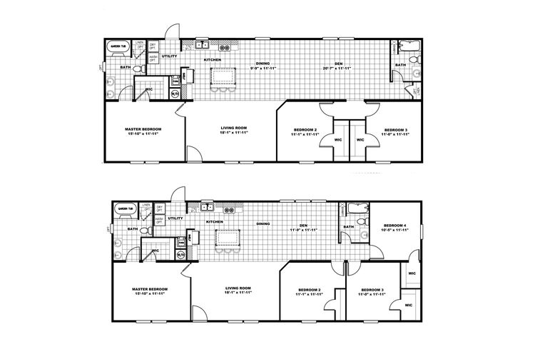 The 2563 64X25 CK3+2 TPS MOD       Floor Plan. This Modular Home features 4 bedrooms and 2 baths.