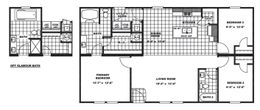 The SUNDANCE 48B Floor Plan. This Manufactured Mobile Home features 3 bedrooms and 2 baths.