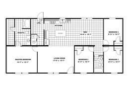 The MARVEL Floor Plan. This Manufactured Mobile Home features 4 bedrooms and 2 baths.