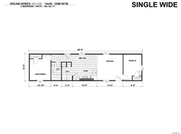 The DRM561M 56' DREAM Floor Plan. This Manufactured Mobile Home features 2 bedrooms and 1 bath.