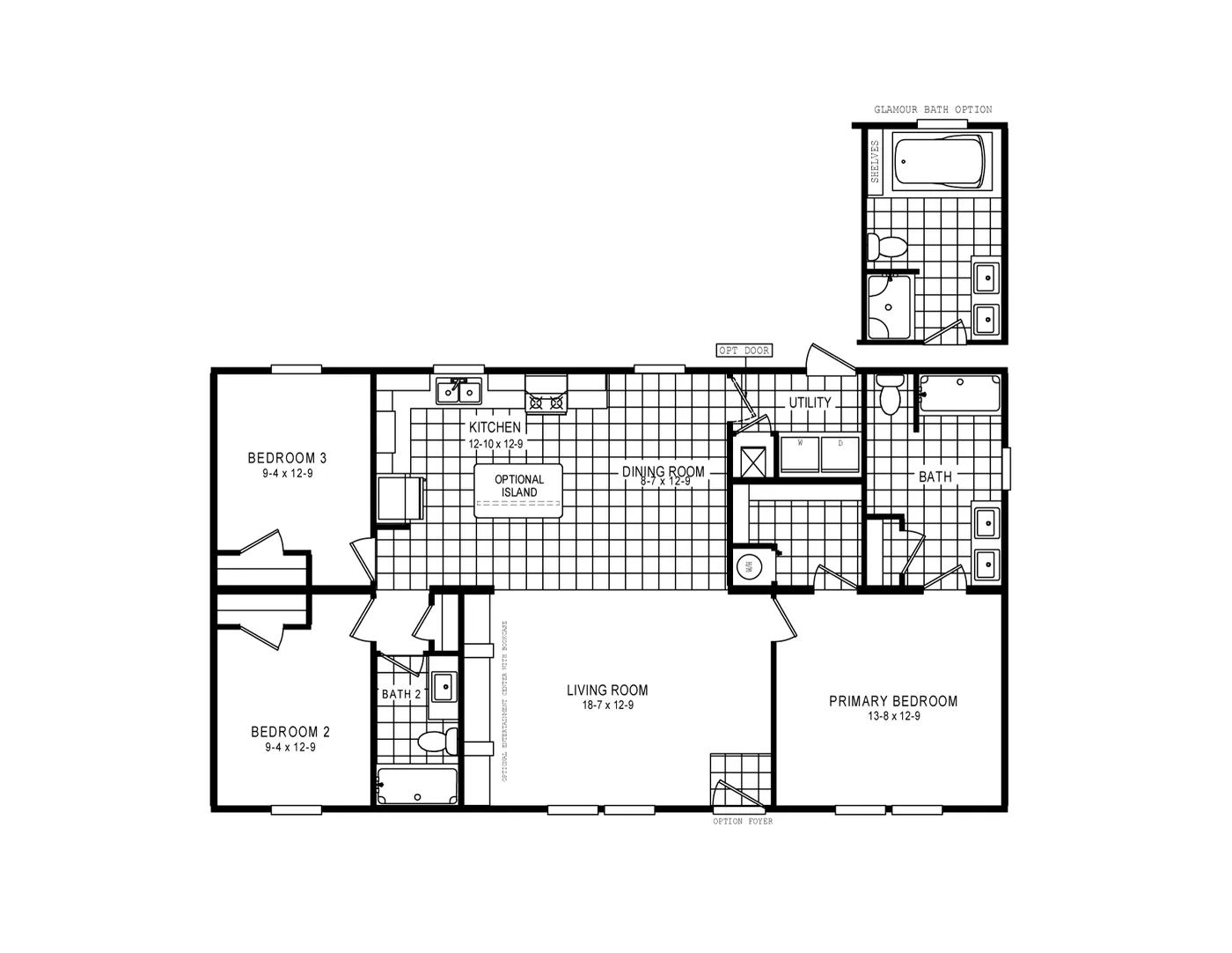 The 7120 ENTERPRISE 4828 Floor Plan. This Manufactured Mobile Home features 3 bedrooms and 2 baths.