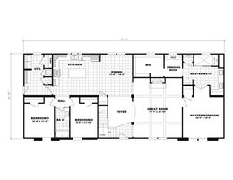 The 3549 JAMESTOWN Floor Plan. This Modular Home features 3 bedrooms and 2 baths.