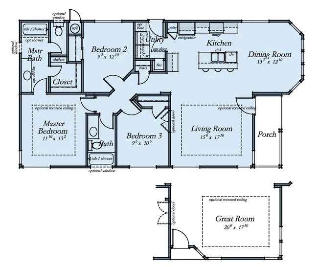 The MORRO BAY 27523-B Floor Plan. This Manufactured Mobile Home features 3 bedrooms and 2 baths.