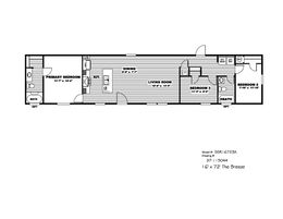 The THE BREEZE Floor Plan. This Manufactured Mobile Home features 3 bedrooms and 2 baths.