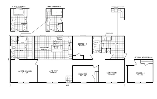 The 4620 "957 PARK AVENUE" 6428 Floor Plan. This Manufactured Mobile Home features 3 bedrooms and 2 baths.