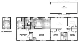 The SANTA FE 684A Floor Plan. This Manufactured Mobile Home features 4 bedrooms and 2 baths.