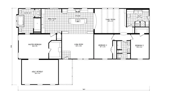 The 3539 JAMESTOWN Floor Plan. This Modular Home features 3 bedrooms and 2 baths.