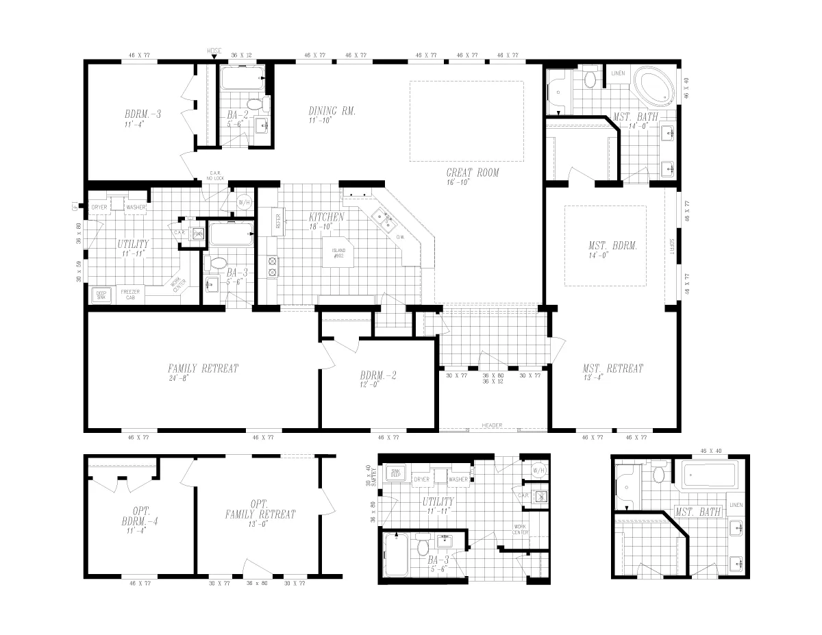 The 9593S WASHINGTON Floor Plan. This Manufactured Mobile Home features 3 bedrooms and 3 baths.