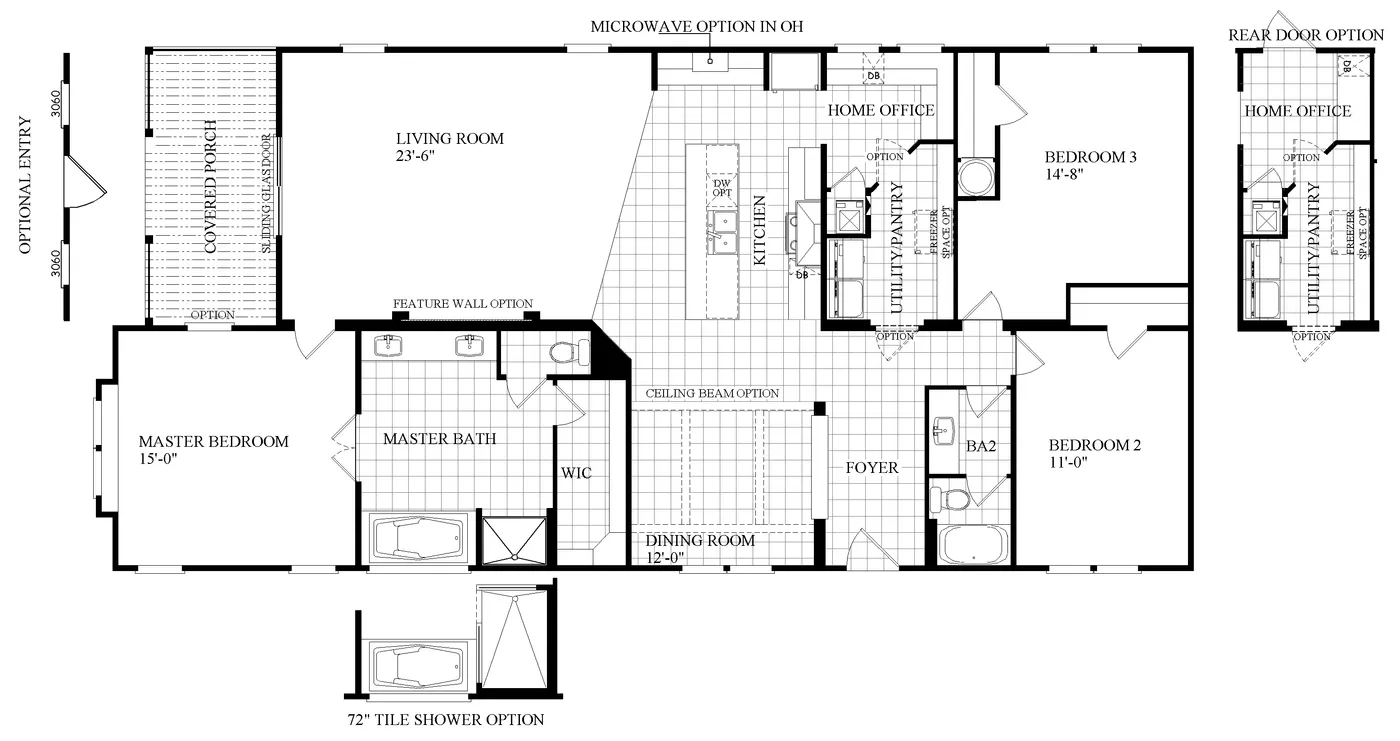 The THE LITTLEFIELD Floor Plan. This Manufactured Mobile Home features 3 bedrooms and 2 baths.