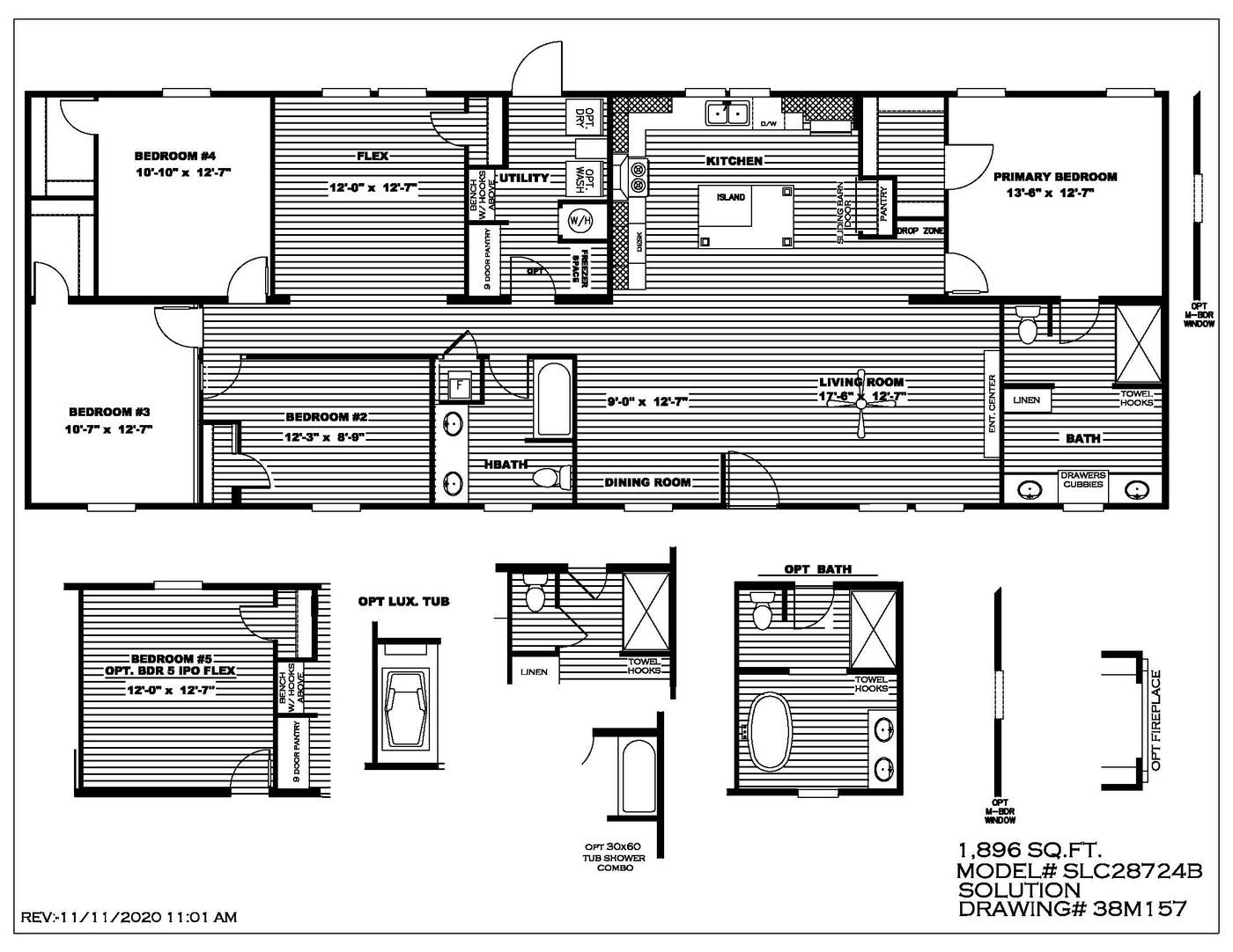 The BREEZE FARMHOUSE 72 Floor Plan. This Manufactured Mobile Home features 4 bedrooms and 2 baths.
