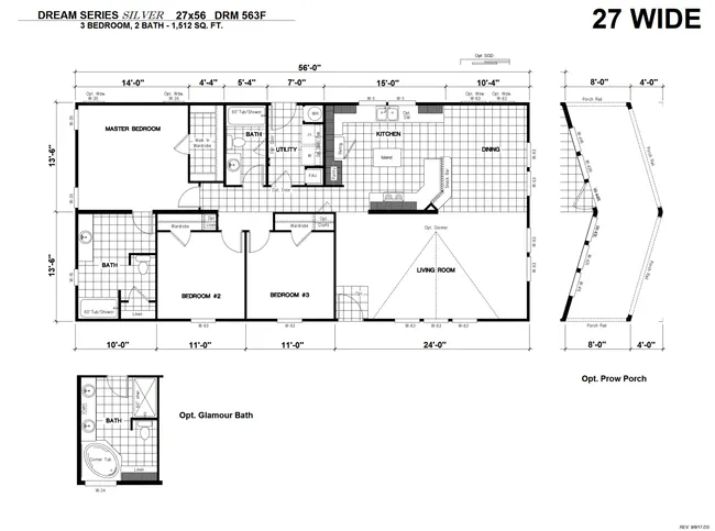 The DRM563F 56' DREAM Floor Plan. This Manufactured Mobile Home features 3 bedrooms and 2 baths.