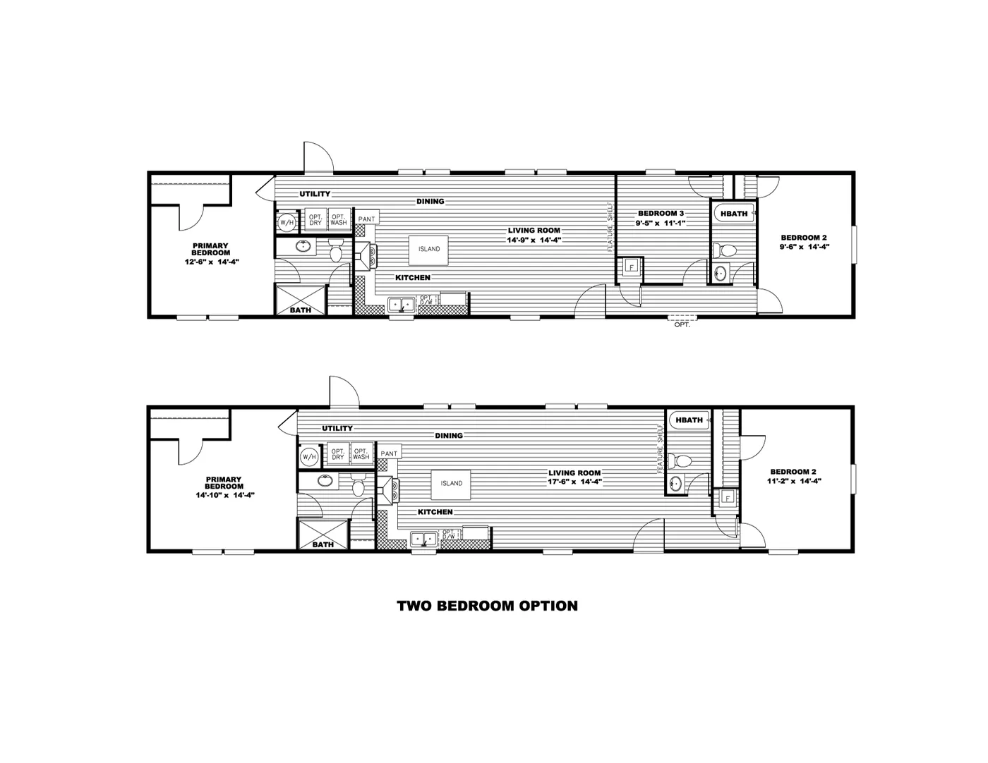 The ANNIVERSARY PLUS 72 Floor Plan. This Manufactured Mobile Home features 3 bedrooms and 2 baths.
