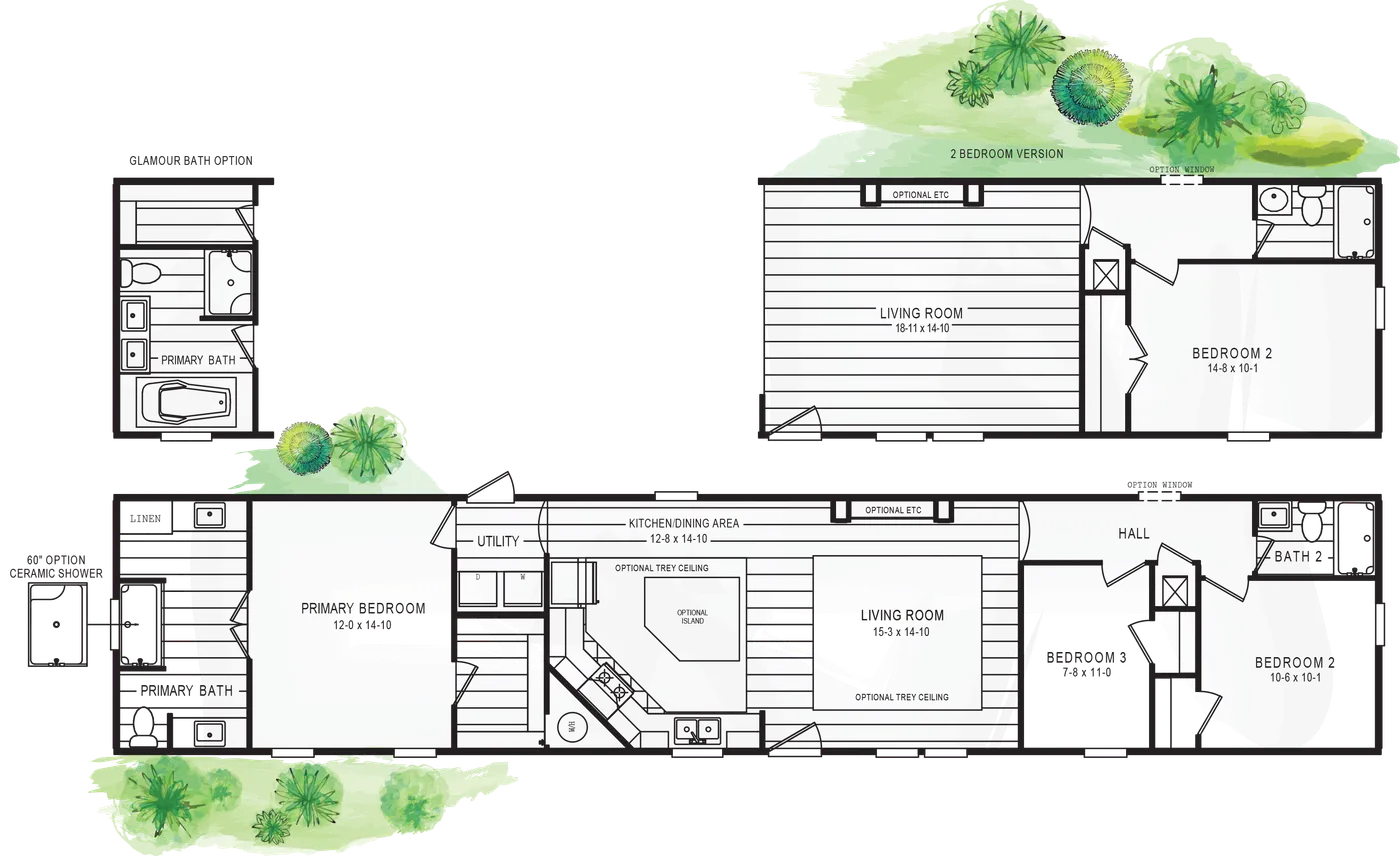The 926 ADVANTAGE PLUS 7616 Floor Plan. This Manufactured Mobile Home features 3 bedrooms and 2 baths.