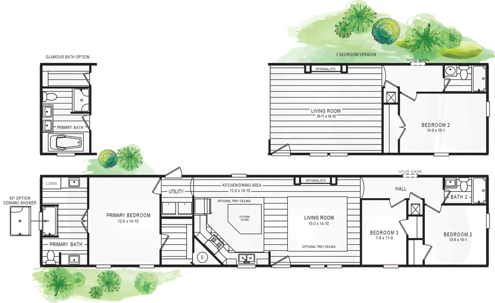 The 926 ADVANTAGE PLUS 7616 Floor Plan. This Manufactured Mobile Home features 3 bedrooms and 2 baths.