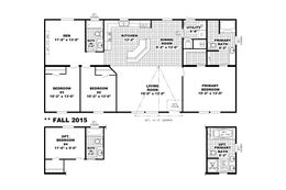 The THE MORRIS Floor Plan. This Manufactured Mobile Home features 3 bedrooms and 2 baths.