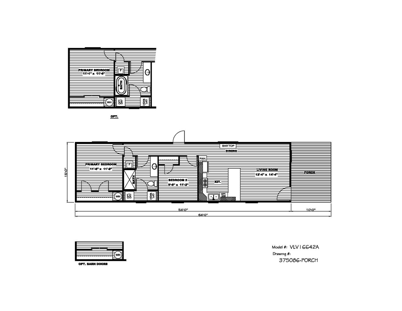 The THE SILO Floor Plan. This Manufactured Mobile Home features 2 bedrooms and 1 bath.