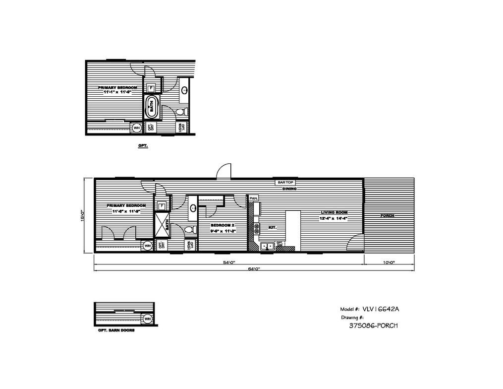 The THE SILO Floor Plan. This Manufactured Mobile Home features 2 bedrooms and 1 bath.