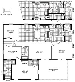 The HALLMARK PLUS Floor Plan. This Manufactured Mobile Home features 3 bedrooms and 3 baths.